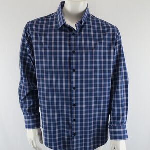 Mizzen + Main Leeward Long Sleeve Button Up Shirt Mens XL Trim No Tuck Blue